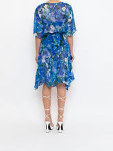 Load image into Gallery viewer, Vintage x Silk Blue Floral Sheer Dress (XS-M)