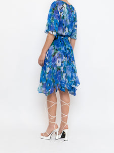 Vintage x Silk Blue Floral Sheer Dress (XS-M)