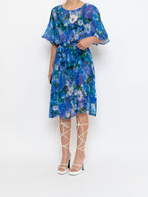 Load image into Gallery viewer, Vintage x Silk Blue Floral Sheer Dress (XS-M)