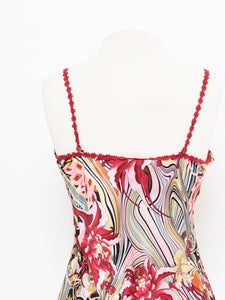 Vintage x Red Floral Silk Bow Tank (M)