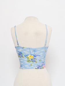 Vintage x Made in USA x Baby Blue Hawaiian Crop Top (XS, S)