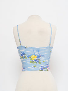 Vintage x Made in USA x Baby Blue Hawaiian Crop Top (XS, S)