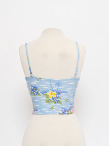 Vintage x Made in USA x Baby Blue Hawaiian Crop Top (XS, S)