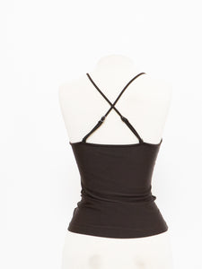 Vintage x Brown Halter Cropped Swim Tank (S, M)
