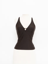 Load image into Gallery viewer, Vintage x Brown Halter Cropped Swim Tank (S, M)