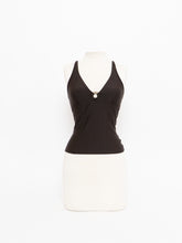 Load image into Gallery viewer, Vintage x Brown Halter Cropped Swim Tank (S, M)