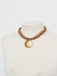 Vintage x Gold Textured Beaded Necklace