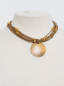 Vintage x Gold Textured Beaded Necklace