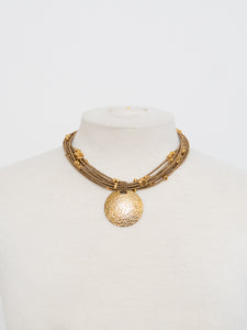 Vintage x Gold Textured Beaded Necklace