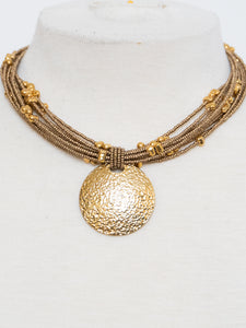 Vintage x Gold Textured Beaded Necklace