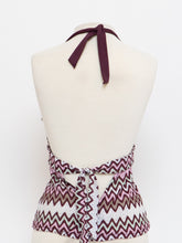 Load image into Gallery viewer, Vintage x Purple ZigZag Patterned Bikini Top (S, M)