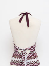 Load image into Gallery viewer, Vintage x Purple ZigZag Patterned Bikini Top (S, M)