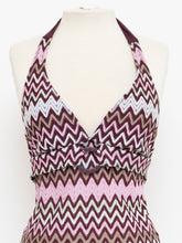 Load image into Gallery viewer, Vintage x Purple ZigZag Patterned Bikini Top (S, M)