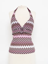 Load image into Gallery viewer, Vintage x Purple ZigZag Patterned Bikini Top (S, M)