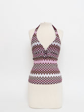 Load image into Gallery viewer, Vintage x Purple ZigZag Patterned Bikini Top (S, M)