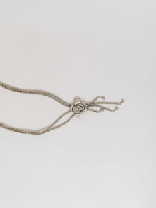 Layered Silver Bead Chunky Rose Necklace