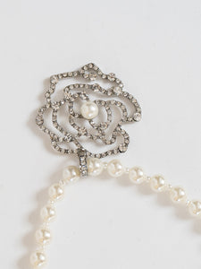 Pearl Silver Rose Necklace