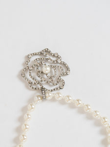 Pearl Silver Rose Necklace