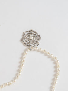 Pearl Silver Rose Necklace