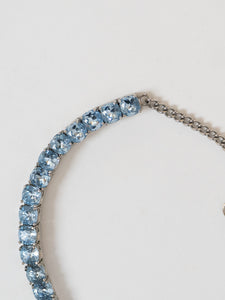 Silver And Blue Rhinestone Choker