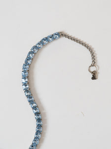 Silver And Blue Rhinestone Choker