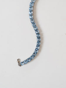 Silver And Blue Rhinestone Choker