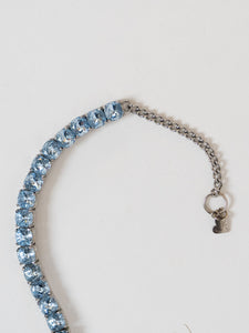 Silver And Blue Rhinestone Choker