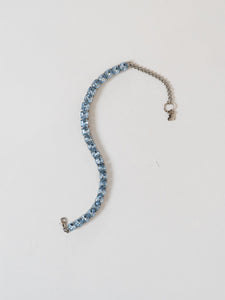 Silver And Blue Rhinestone Choker