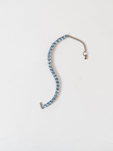 Silver And Blue Rhinestone Choker