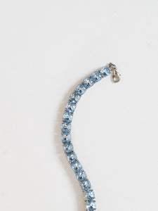 Silver And Blue Rhinestone Choker