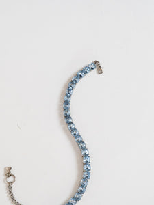 Silver And Blue Rhinestone Choker