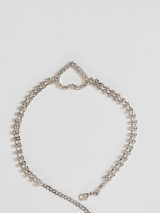 Silver Rhinestone Heart Choker