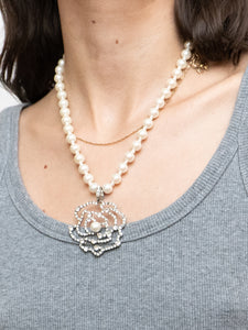 Pearl Silver Rose Necklace