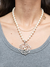 Load image into Gallery viewer, Pearl Silver Rose Necklace