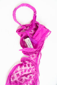 Bright Pink And Purple Lace Bra (34 D, DD)