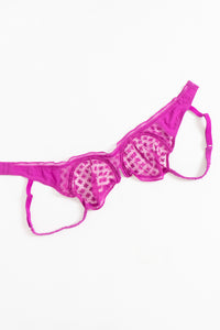 Bright Pink And Purple Lace Bra (34 D, DD)
