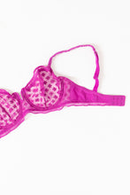Load image into Gallery viewer, Bright Pink And Purple Lace Bra (34 D, DD)