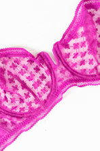 Load image into Gallery viewer, Bright Pink And Purple Lace Bra (34 D, DD)