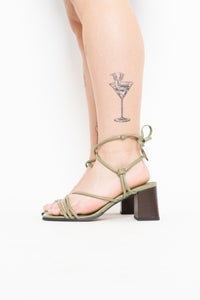 ASOS x DEADSTOCK Pastel Green Leather Heeled Sandals (10)