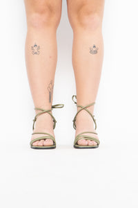ASOS x DEADSTOCK Pastel Green Leather Heeled Sandals (10)