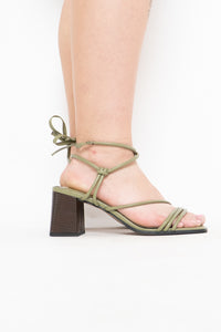 ASOS x DEADSTOCK Pastel Green Leather Heeled Sandals (10)