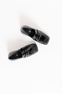 ZARA x Patent Black Heeled Loafers (6.5)