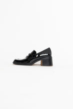 Load image into Gallery viewer, ZARA x Patent Black Heeled Loafers (6.5)