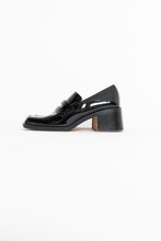 Load image into Gallery viewer, ZARA x Patent Black Heeled Loafers (6.5)