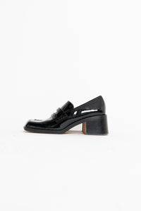ZARA x Patent Black Heeled Loafers (6.5)
