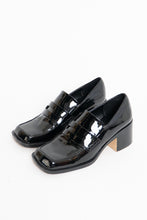 Load image into Gallery viewer, ZARA x Patent Black Heeled Loafers (6.5)