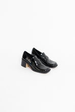 Load image into Gallery viewer, ZARA x Patent Black Heeled Loafers (6.5)