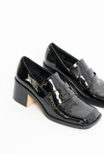 Load image into Gallery viewer, ZARA x Patent Black Heeled Loafers (6.5)