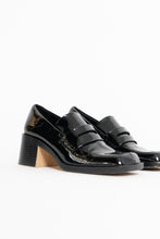 Load image into Gallery viewer, ZARA x Patent Black Heeled Loafers (6.5)