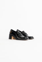 Load image into Gallery viewer, ZARA x Patent Black Heeled Loafers (6.5)